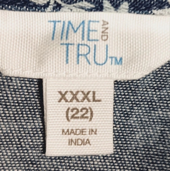 3X$25.  100%Cotton Time and Tru Floral-Print Utility Shirt Dress Size XXXL / 22 - Picture 10 of 12